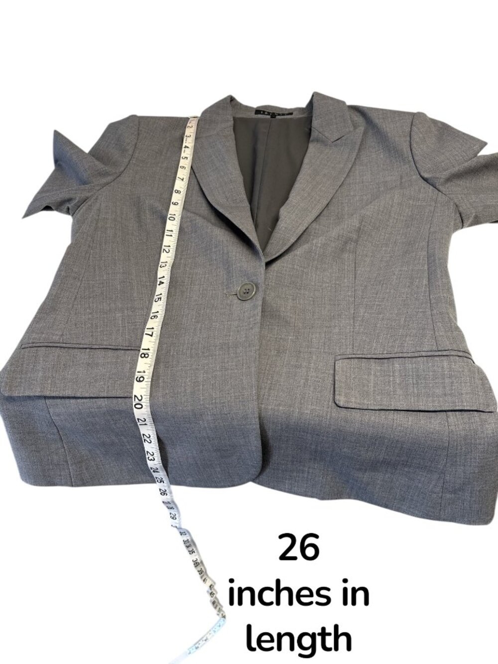 Theory Women’s Gray Wool Stretch Blazer Size 10 — Tailored One-Button Jacket — P - Picture 11 of 11